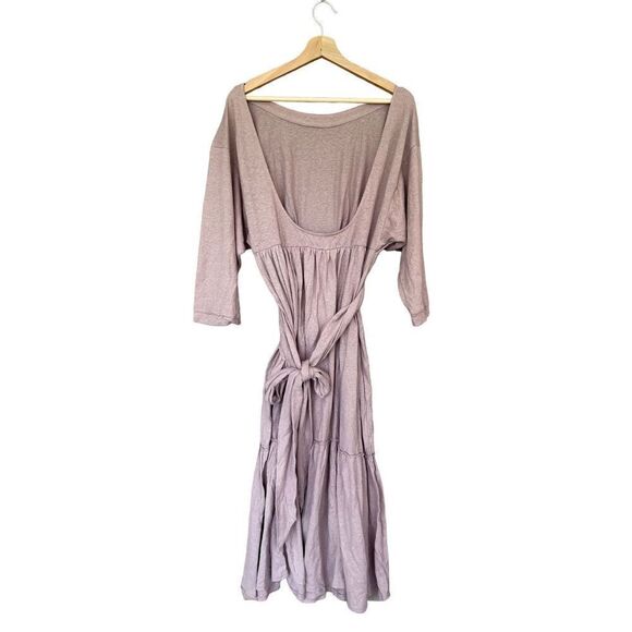Free People Women's Gray Purple Dropped Shoulder A-Line Tiered Dress Size S NWOT - Picture 3 of 6